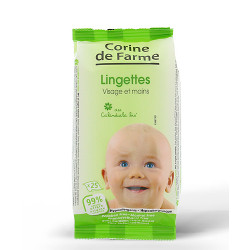 Lingettes bébé Visage et Mains au Calendula Bio x 25